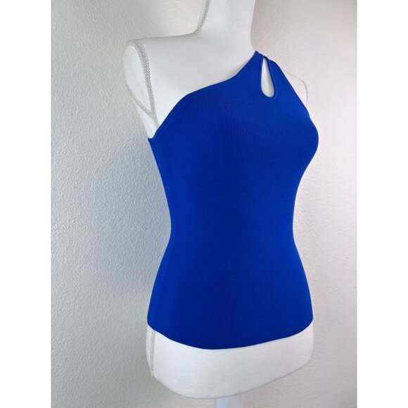 Ramy‎ Brook women's XXS blue ribbed one shoulder indira top fitted stretch - Picture 7 of 10